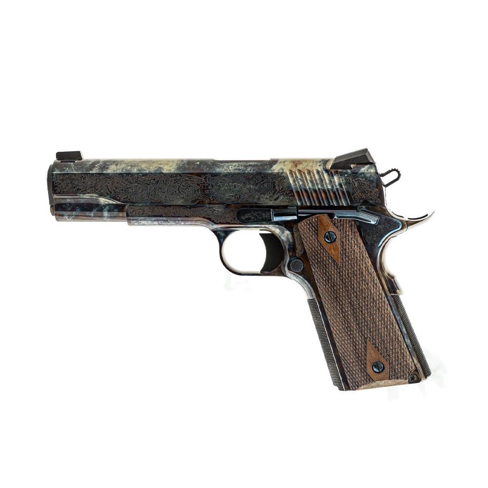 Standard Mfg 1911 Handgun 45 ACP 8rd Magazine 5" Barrel Case Colored with Factory #1 Engraving Picture of Standard MFG Co LLC 1911 Case Colored with Factory #1 Engraving 45ACP