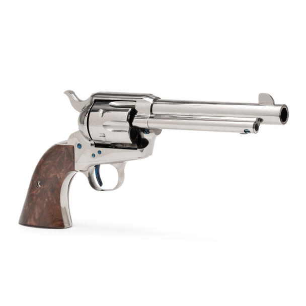 Standard Manufacturing SAA Nickel Revolver .45 Colt 6rd Capacity 5.5" Barrel 2 Piece Grip Picture of Standard MFG Co LLC SAA Nickel 45LC Revolver 5 1/2in 2 piece grip