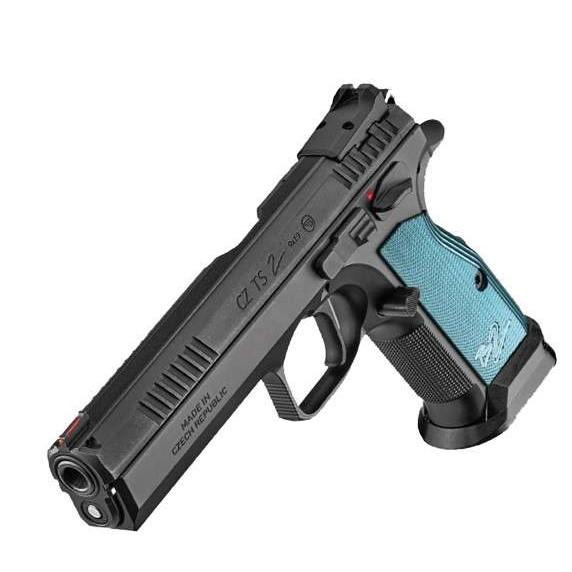 CZ-USA TS2 Handgun 9mm Luger 10rd Magazines (2) 5.28" Barrel Black with Aluminum Blue Grips Picture of Cz-Usa Firearms CZ TS2 9mm Blk Steel Blue Aluminum Grips 10rd mag