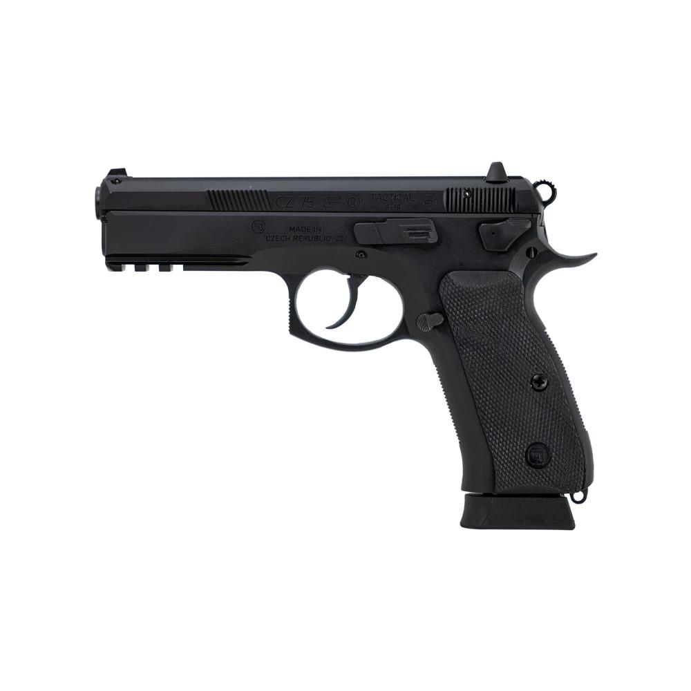 CZ USA 75 SP-01 Tactical Handgun 9mm Luger 10rd Magazine 4.6" Barrel Black Ambi Decocker Picture of Cz-Usa Firearms CZ 75 SP-01 TACTICAL 9MM 10RD BLK POLYCOAT STEEL AMBI DECOCKER