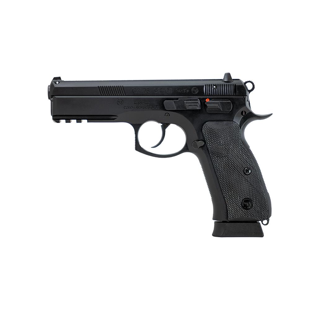 CZ 75 SP-01 Handgun 9mm Luger 19rd Magazine 4.6" Barrel Steel Frame Fixed Sights Manual Safety Picture of Cz-Usa Firearms CZ 75 SP-01 9MM 19RD BLK POLYCOAT STEEL FIXED SIGHTS MANUAL SAFETY