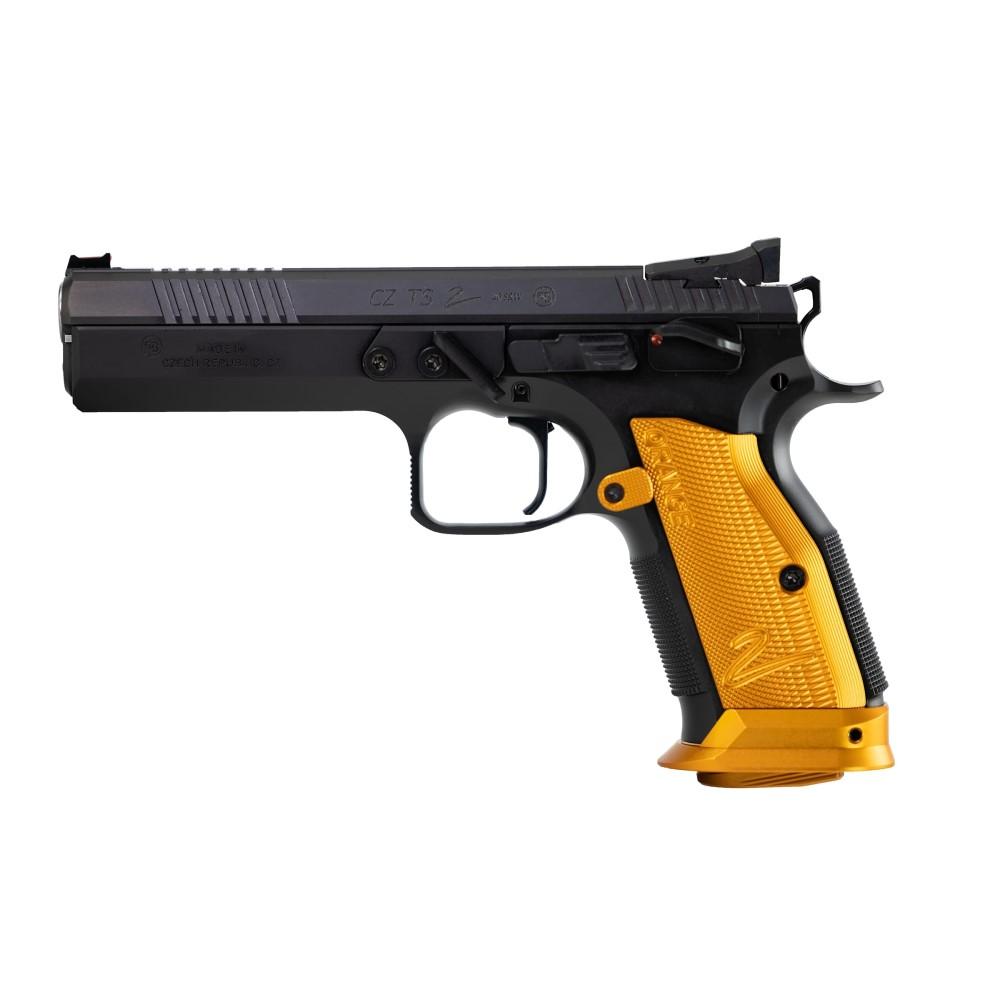 CZ USA TS 2 Orange Handgun 9mm Luger 20rd Magazine 5.2" Barrel Black with Orange Grip Picture of Cz-Usa Firearms CZ TS 2 ORANGE 9MM 20RD 5.2IN BULL BRL BLK POLYCOAT STEEL MS