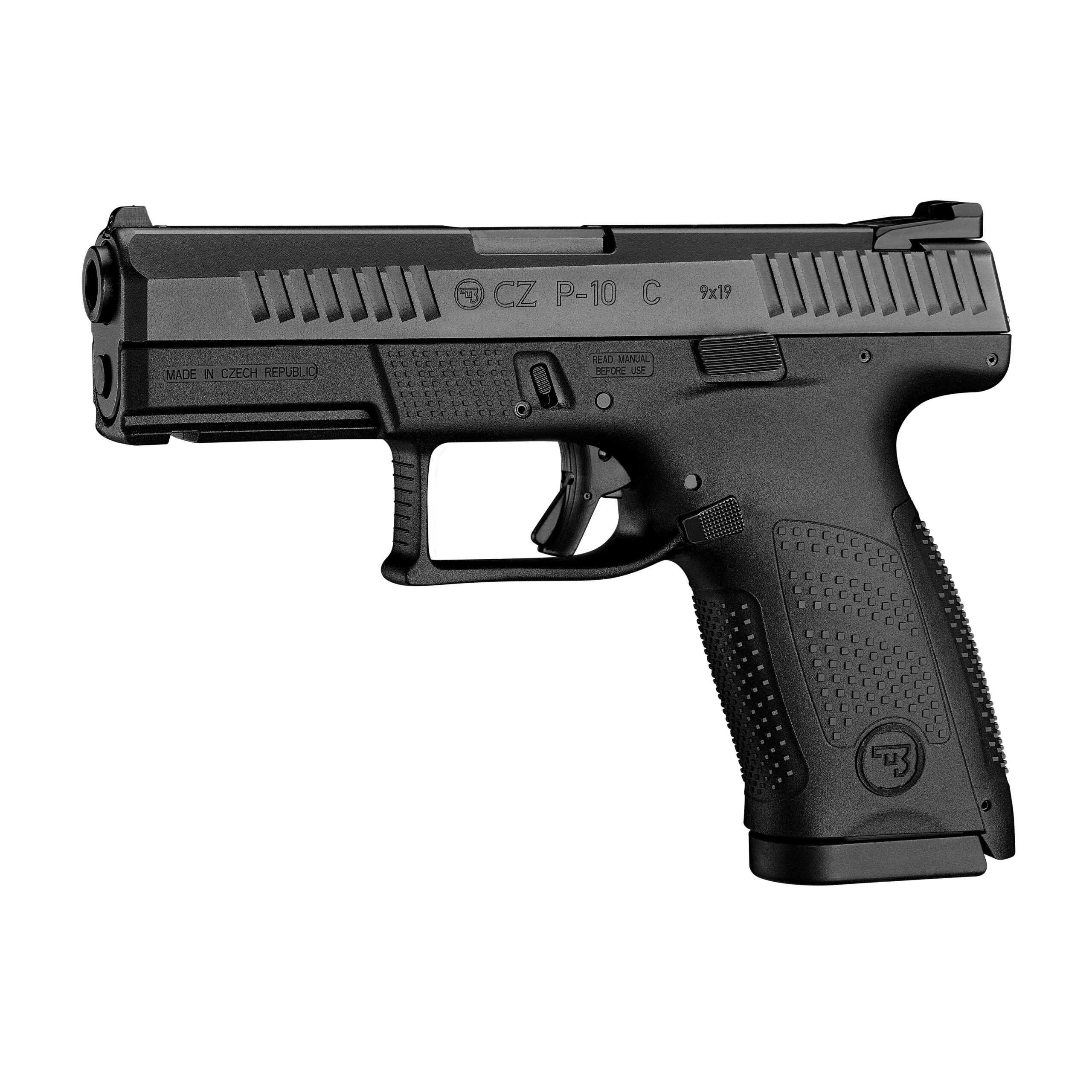 CZ P-10C Handgun 9mm Luger 15rd Magazines 4.02" Barrel Fixed Sights Black 3 Back Straps Picture of Cz-Usa Firearms CZ P-10C 9MM 15RD BLK FIXED SIGHTS 3 BACK STRAPS