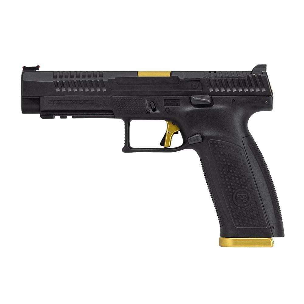 CZ USA P-10 F Competition-Ready Handgun 9mm Luger 19rd Magazine 5" Barrel Black with Gold Optic Ready Fiber Optic Front Picture of Cz-Usa Firearms CZ-USA P-10 F COMPETITION-READY 9MM 19RD OR GLD ANO PARTS FIBER OP F/SER R