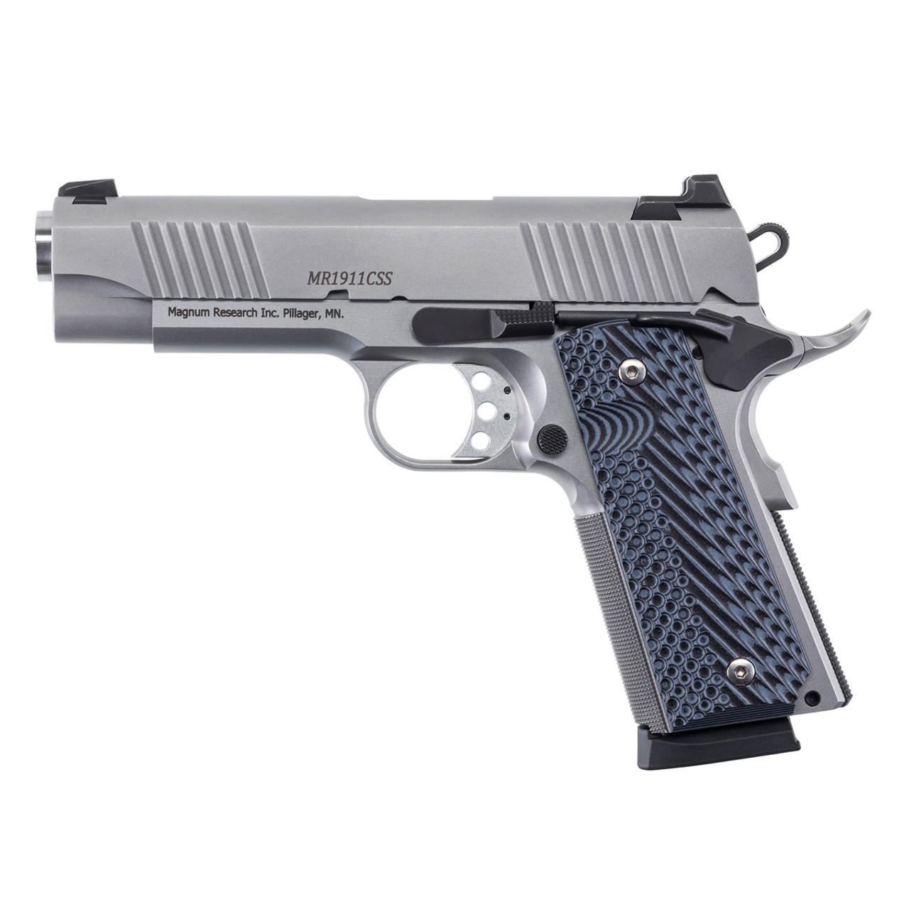 Magnum Research Desert Eagle 1911 C Handgun .45 Auto 8rd Magazine(2) 4.33" Stainless Barrel & Frame G10 Grips Picture of Magnum Research .45ACP C 4.33 Inch Bull Barrel SS Frame/Slide Fixed Sights White Dot Front