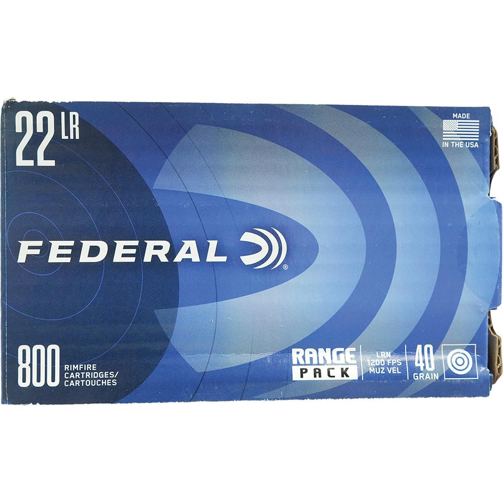 Federal Range Pack Rimfire Ammunition .22 LR 40 gr. LRN 1200 fps 800/ct Picture of Federal Cartridge Co. FEDERAL 22 LR 40GR LRN 1200 FPS 800 CT Bulk