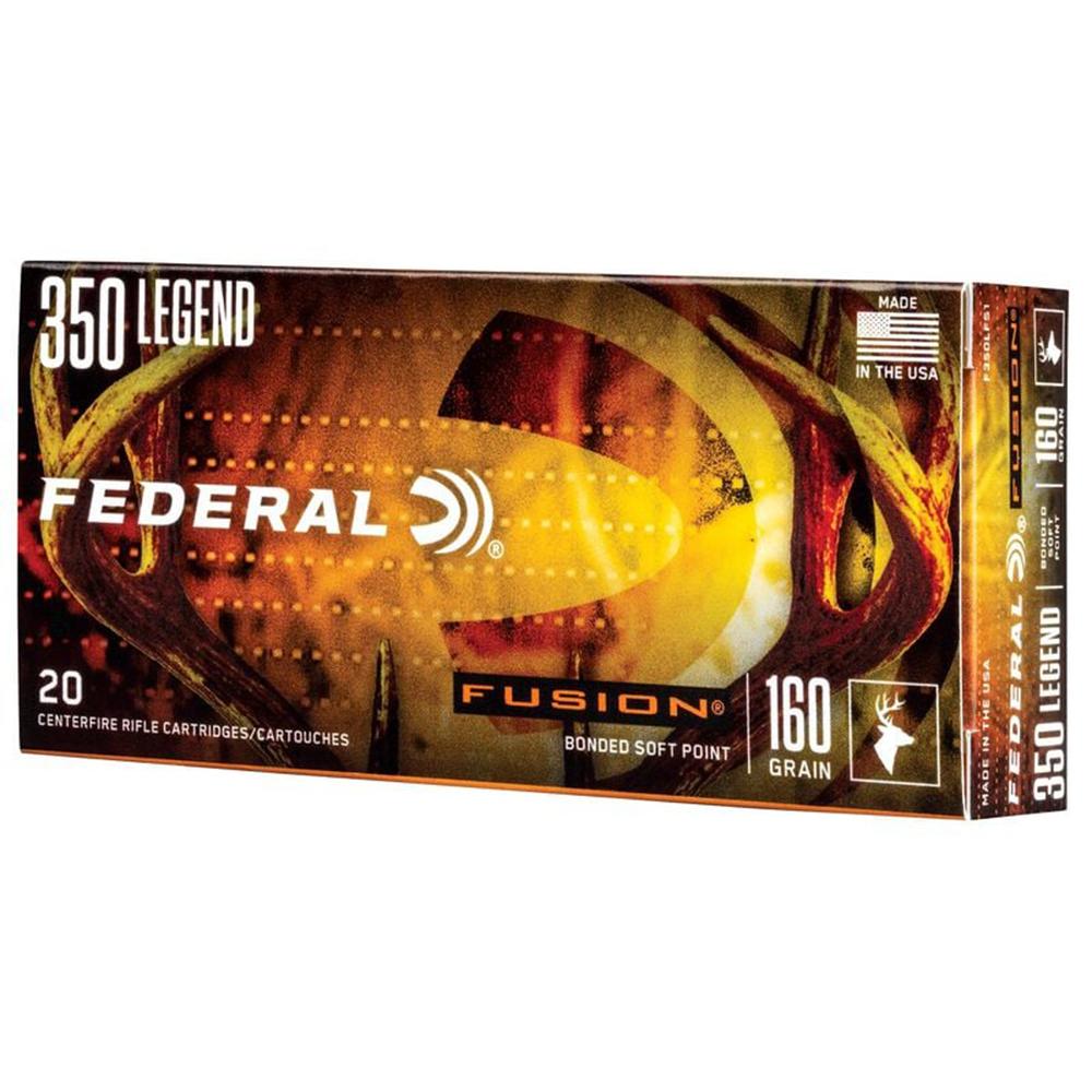 Federal Fusion Rifle Ammunition .350 Legen 180gr SP 350 Legen 20/ct Picture of Federal Cartridge Co. FUSION 350 LEGEND 160GR SOFT POINT AMMO 20RD