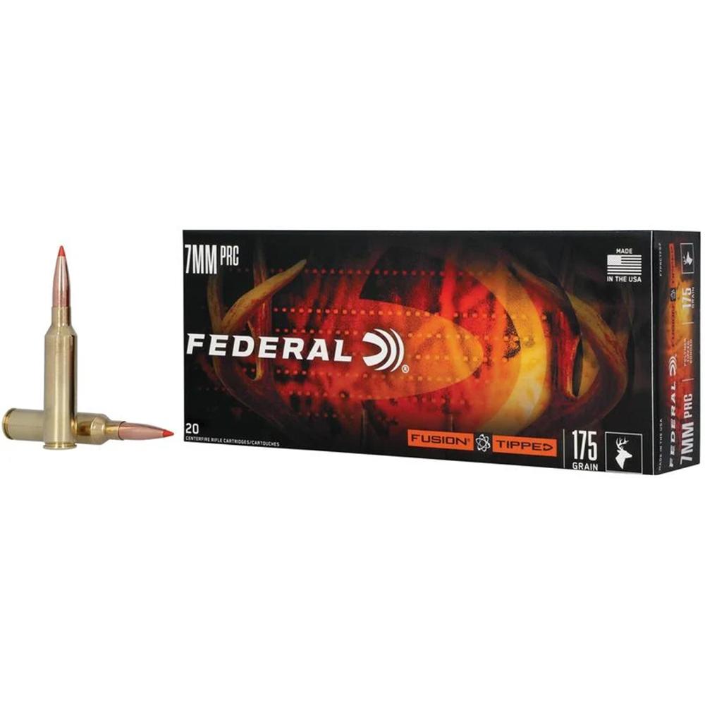 Federal Fusion Tipped Rifle Ammunition 7mm PRC Mag 175gr PT 3000 fps 20/ct Picture of Federal Cartridge Co. FUSION CENTERFIRE 7MM PRC 175 GR TIPPED AMMO 20RD