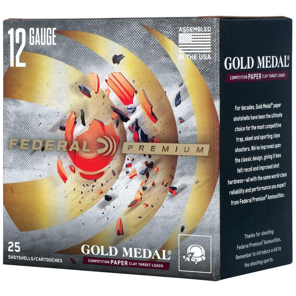Premium Gold Medal 12GA 2-3/4 HDCP 1-1/8OZ 7.5 25rd Picture of Federal Cartridge Co. FEDERAL PREMIUM GOLD MEDAL PAPER 12GA 2-3/4" HDCP 1-1/8OZ 7.5 AMMO 25RD