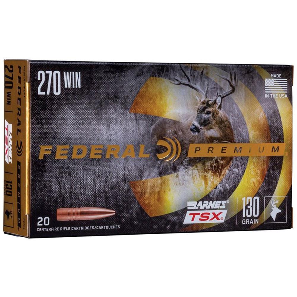 Federal Premium Triple-Shock X Rifle Ammunition .270 Win 130 gr HP 3060 fps - 20/ct Picture of Federal Cartridge Co. FEDERAL 270 WIN 130GR BARNES TSX AMMO 20RD