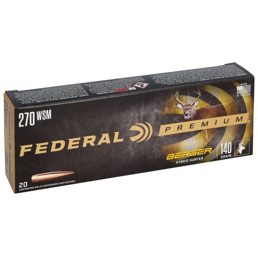 Federal Classic Hunter Berger Hybrid Rifle Ammunition .270 WSM 140 gr BTHP 3200 fps 20/ct Picture of Federal Cartridge Co. FEDERAL 270 WIN SHORT MAG 140GR BERGER HYBRID HUNTER AMMO 20RD