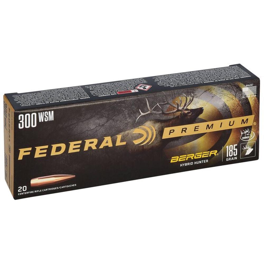 Federal Classic Hunter Berger Hybrid Rifle Ammunition .300 WSM 185 gr BTHP 2950 fps 20/ct Picture of Federal Cartridge Co. FEDERAL 300 WIN SHORT MAG 185GR BERGER HYBRID HUNTER AMMO 20RD