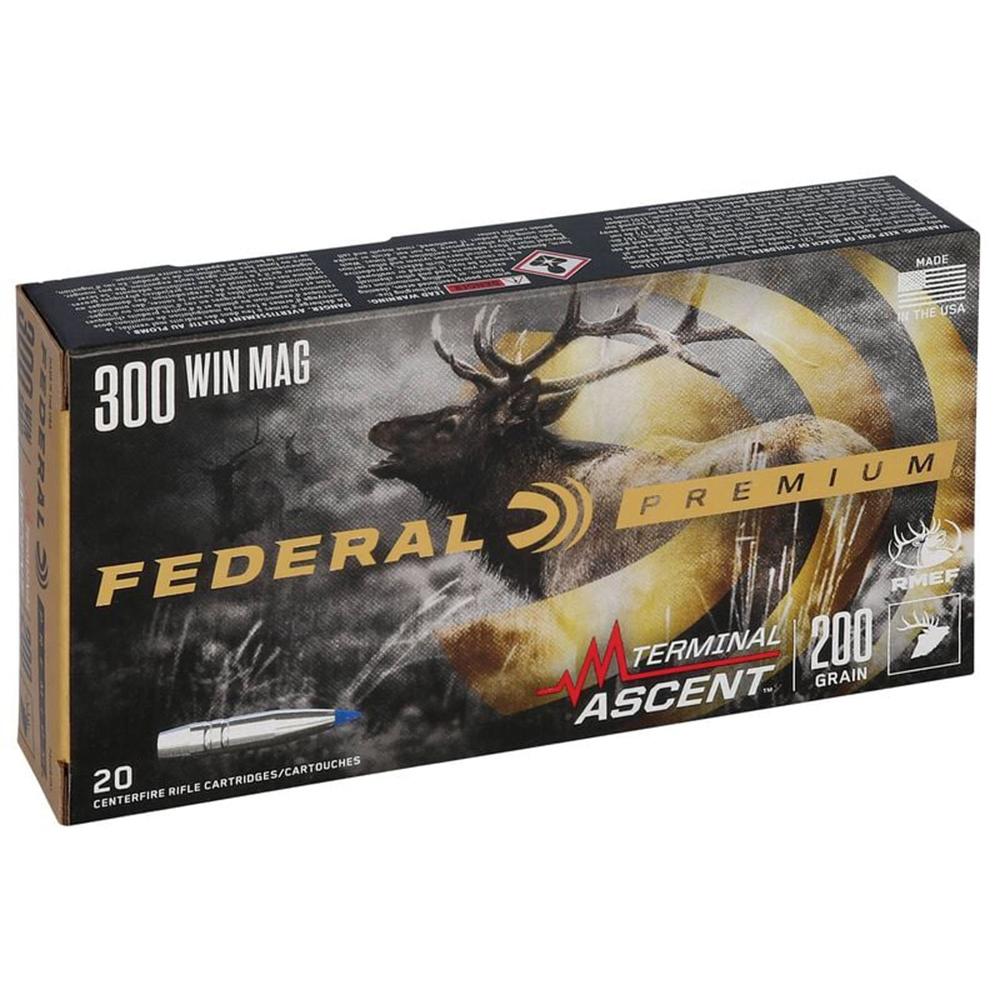 Federal Terminal Ascent Rifle Ammunition .300 Win Mag 200 gr 2810 fps 20/ct Picture of Federal Cartridge Co. FEDERAL 300 WIN MAG 200GR TERMINAL ASCENT AMMO 20RD