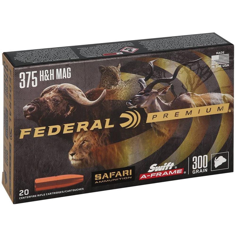 Federal Premium Cape-Shok Rifle Ammunition .375 H&H 300 gr SAF 2450 fps - 20/ct Picture of Federal Cartridge Co. FEDERAL 375 H&H MAG 300GR SWIFT A-FRAME AMMO 20RD