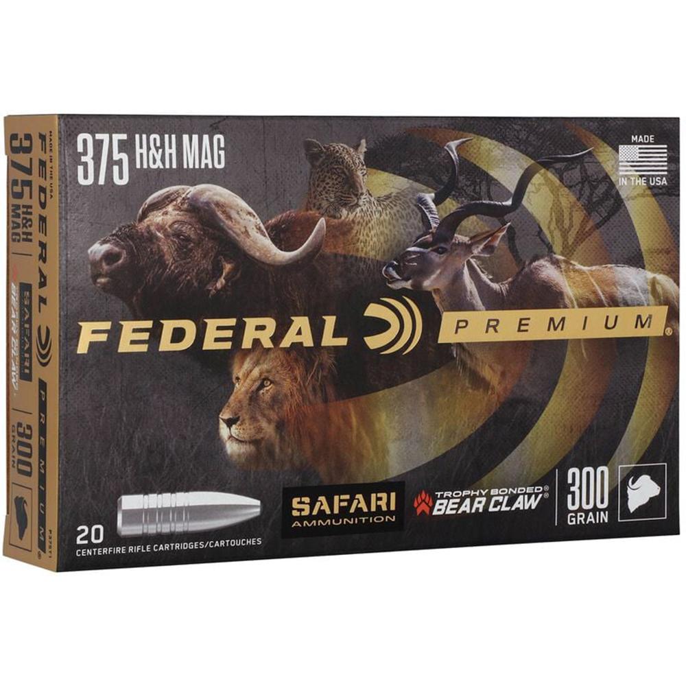 Federal Premium Cape-Shok Rifle Ammunition .375 H&H 300 gr TBBC 2400 fps - 20/ct Picture of Federal Cartridge Co. FEDERAL 375 H&H MAG 300GR TROPHY BONDED BEAR CLAW AMMO 20RD