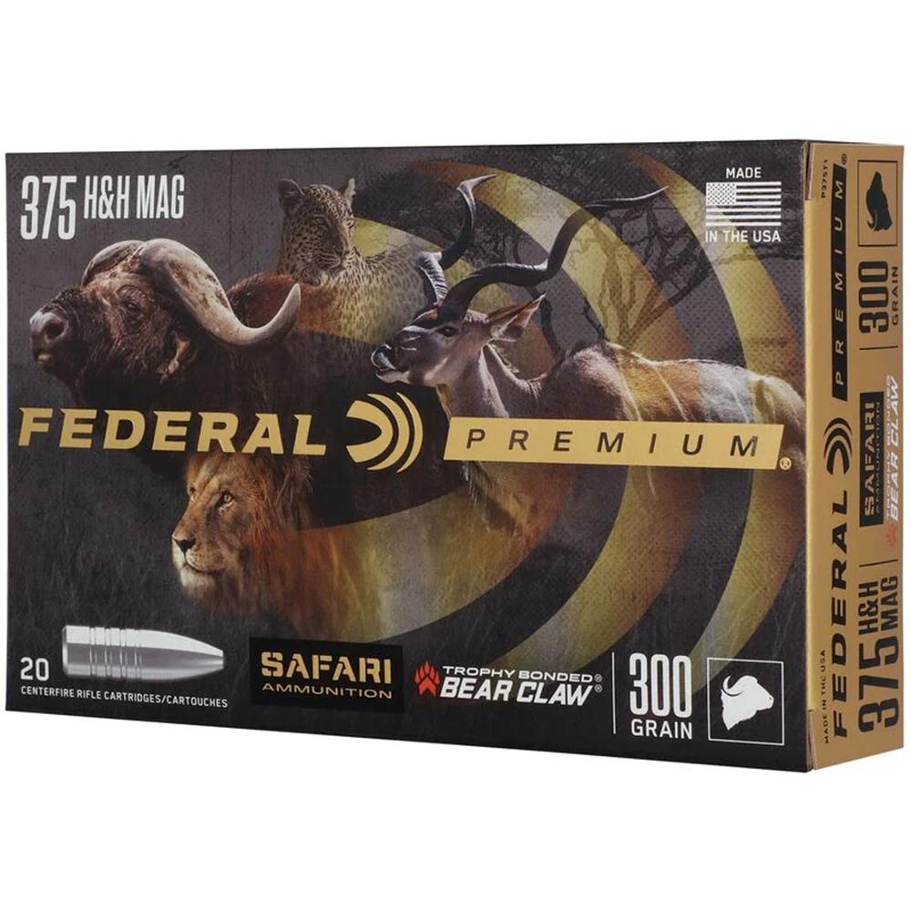 Federal Premium Cape-Shok Rifle Ammunition .375 H&H 300 gr TBBC 2400 fps - 20/ct Picture of Federal Cartridge Co. FEDERAL 375 H&H MAG 300GR TROPHY BONDED BEAR CLAW AMMO 20RD