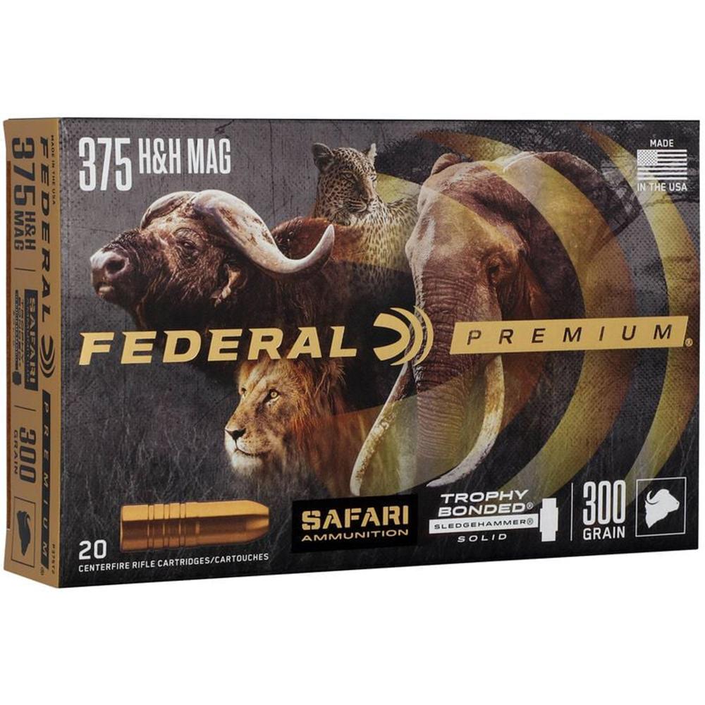 Federal Premium Cape-Shok Rifle Ammunition .375 H&H 300 gr TBSS 2440 fps - 20/ct Picture of Federal Cartridge Co. FEDERAL 375 H&H MAG 300GR TROPHY SLEDGEHAMMER AMMO 20RD