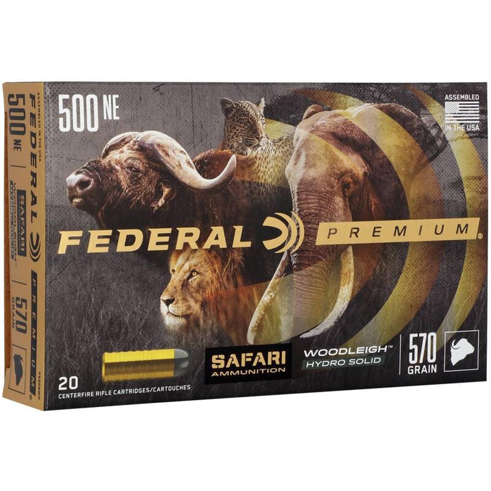 Federal Premium Cape-Shok .500 Nitro Express 3 570 gr Hydro Solid 2100 fps 20/ct Picture of Federal Cartridge Co. FEDERAL 500 NITRO EXPRESS 570GR WOODLEIGH HYDRO AMMO 20RD