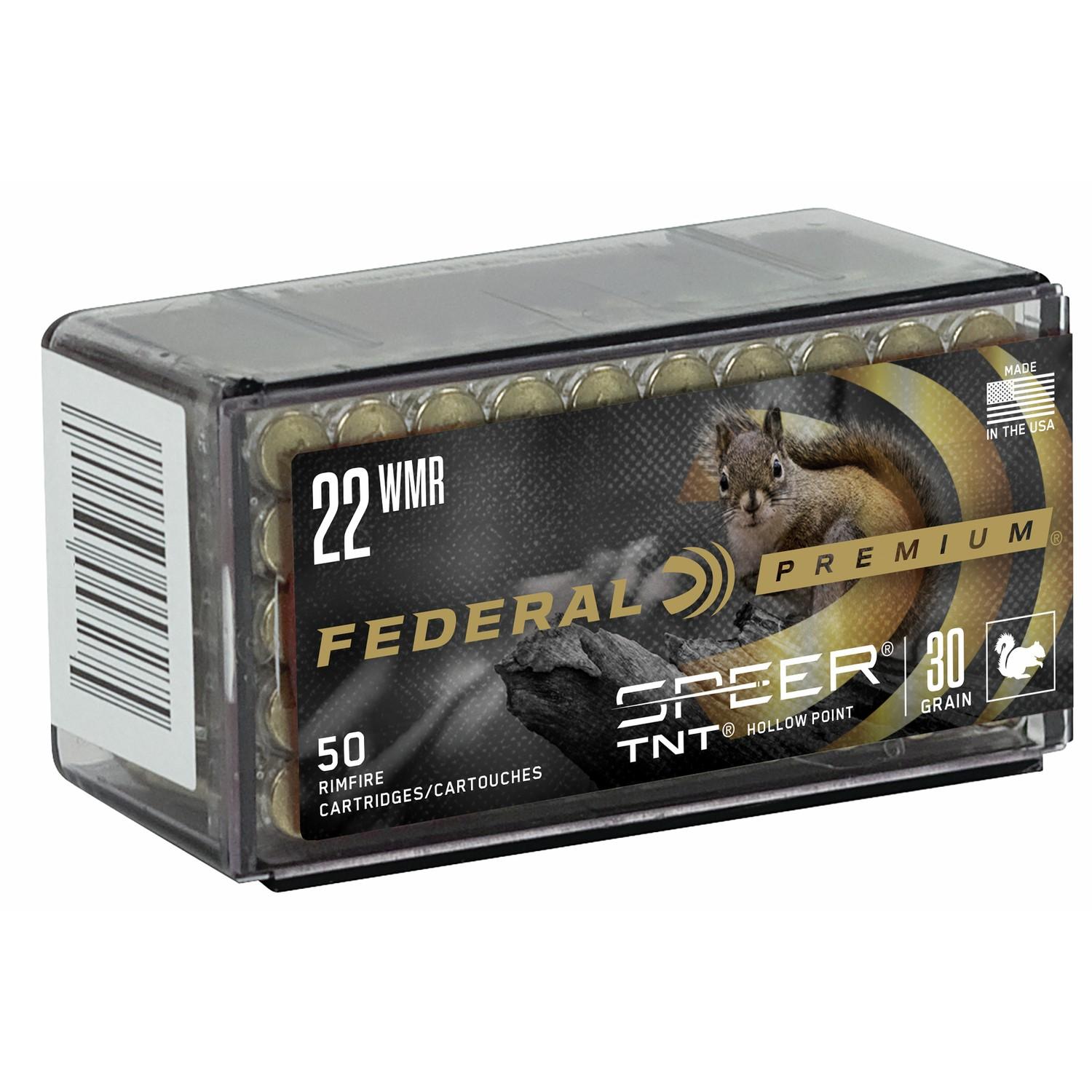 Federal Varmint & Predator Speer TNT Rimfire Ammunition .22 WMR 30 gr JHP 50/box Picture of Federal Cartridge Co. FEDERAL 22 MAGNUM 30GR SPEER TNT - JHP V-SHOK AMMO 50RD