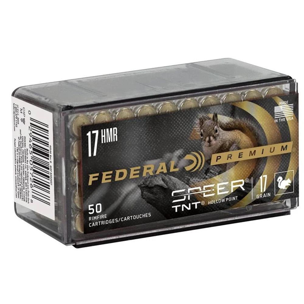 Federal Premium V-Shok Rimfire Ammunition .17 HMR 17 gr JHP 50/box Picture of Federal Cartridge Co. FEDERAL 17 HMR 17GR SPEER TNT V-SHOK AMMO 50RD