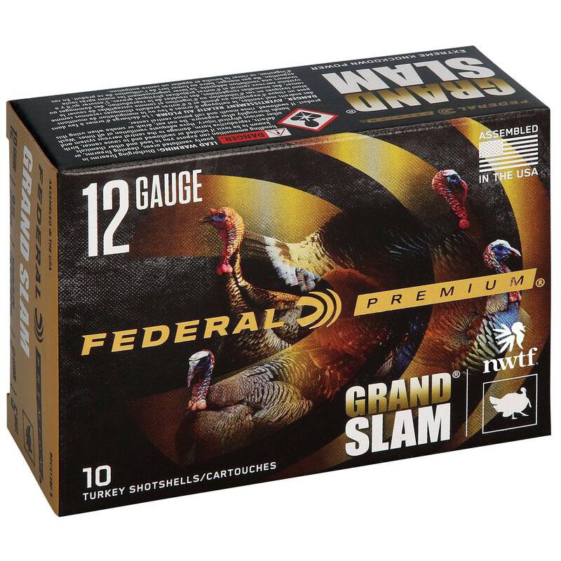 Federal Grand Slam Shotshells 12ga 3-1/2" 2oz 1200fps #5 10/ct Picture of Federal Cartridge Co. FEDERAL PREMIUM GRANDSLAM TURKEY SS 12GA 3-1/2" MAX 2 OZ 5 AMMO 10RD