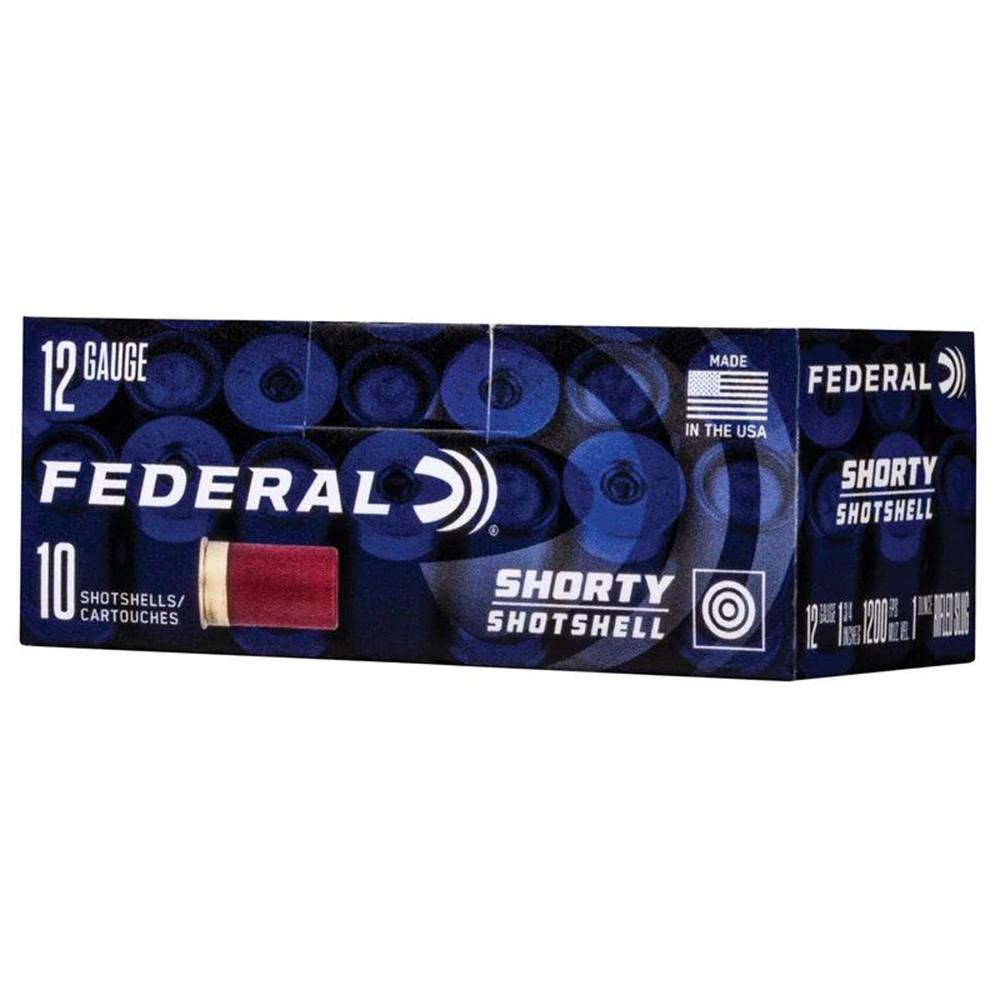 Federal Mini Shotshell 12ga 1-3/4" Rifled Slug 10/ct Picture of Federal Cartridge Co. FEDERAL 12GA 1 3/4" RIFLED SLUG SHORTY SHOTSHELL AMMO 10RD