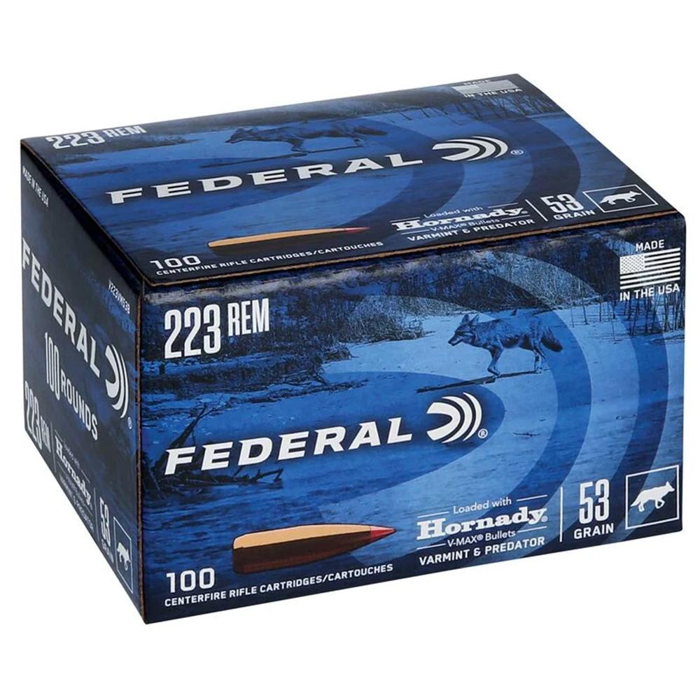 Federal Varmint & Predator Rifle Ammunition .223 Rem 53 gr V-MAX 3400 fps 20/ct Picture of Federal Cartridge Co. FEDERAL .223 REM 53GR HORNADY V-MAX AMMO 20RD