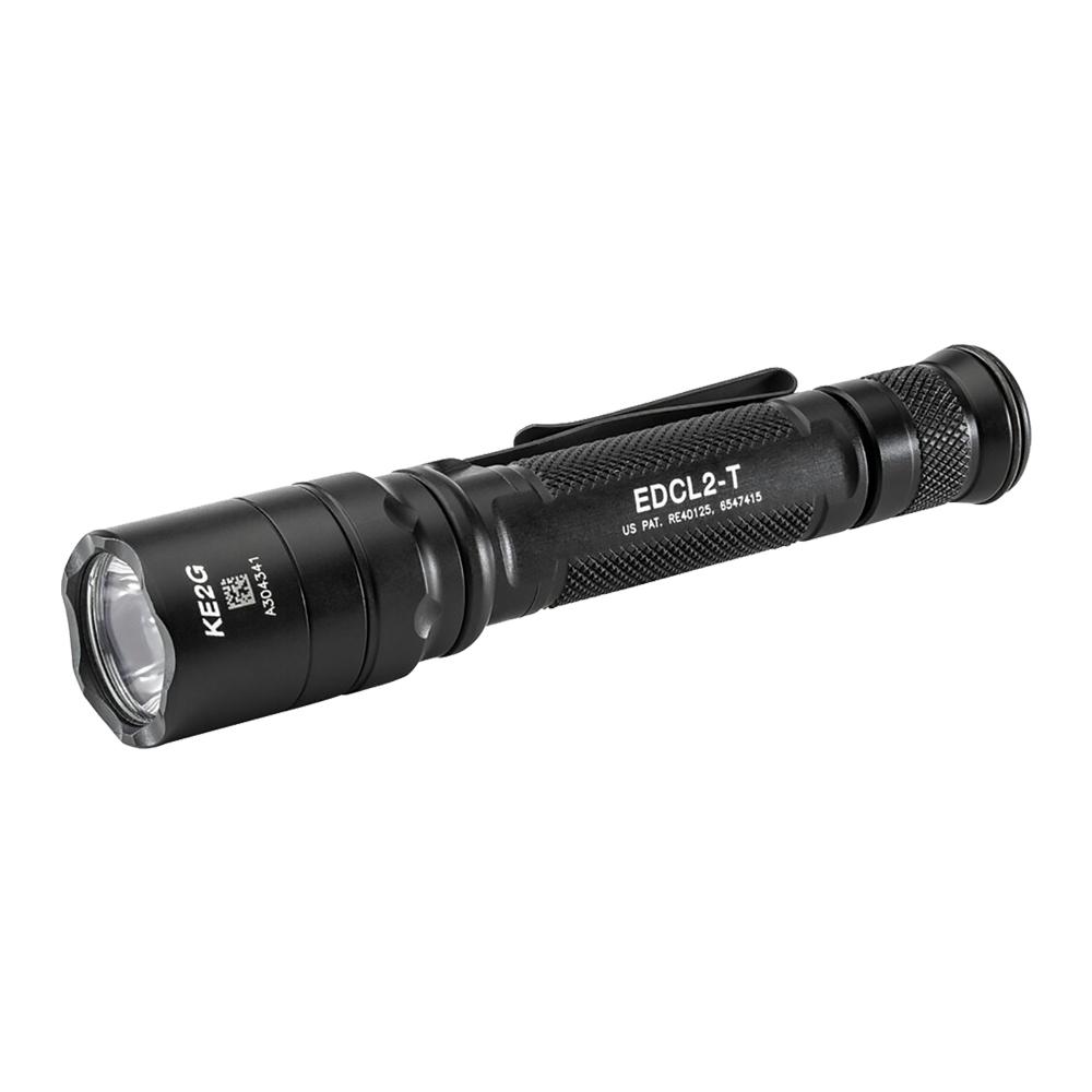 Surefire EDCL2-T Dual Output Everyday Carry Flashlight 1200 Lumens Black Picture of Surefire Llc EDC TACT 6V 5/1200 LU WH LED ALUM BLK TYPE 3 ANO TACT SWITCH