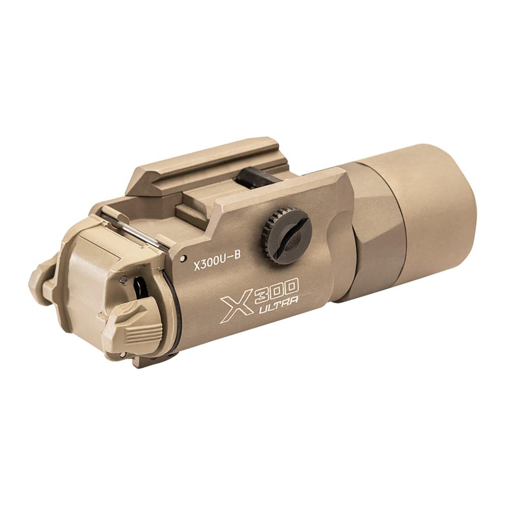 Surefire X300U-B Ultra-High-Output LED Handgun Weapon Light 1000 Lumens Tan Picture of Surefire Llc X300 ULTRA WL PIC RAIL MOUNT 1K LU TAN Z-XBC PUSH/TOGGLE SWITCH