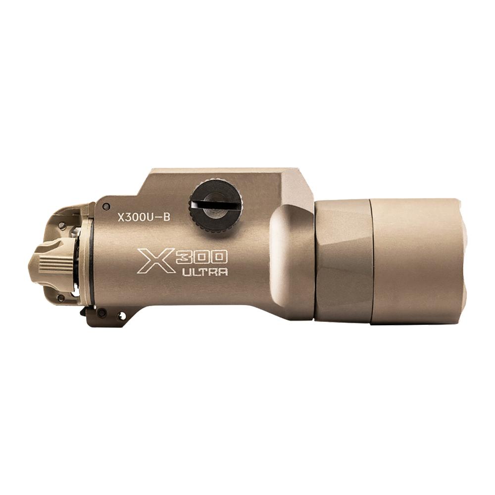 Surefire X300U-B Ultra-High-Output LED Handgun Weapon Light 1000 Lumens Tan Picture of Surefire Llc X300 ULTRA WL PIC RAIL MOUNT 1K LU TAN Z-XBC PUSH/TOGGLE SWITCH