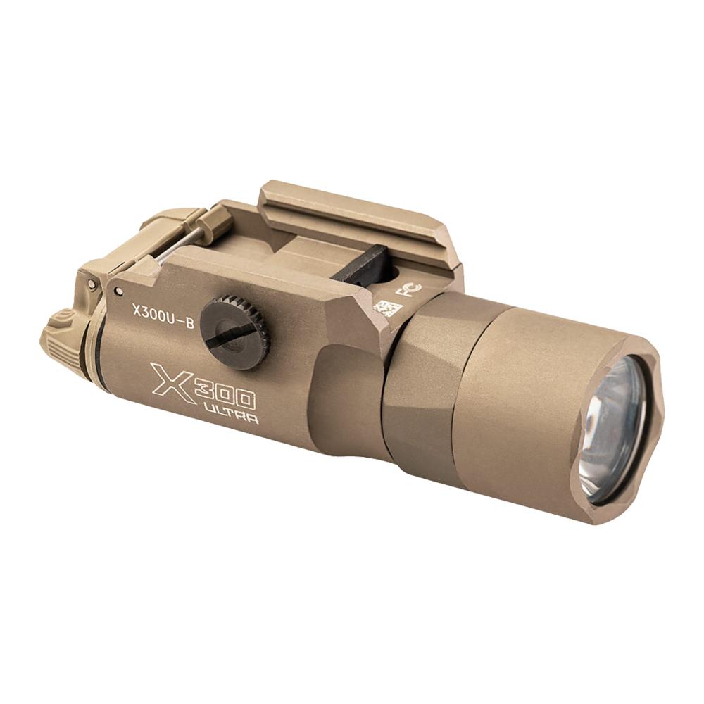 Surefire X300U-B Ultra-High-Output LED Handgun Weapon Light 1000 Lumens Tan Picture of Surefire Llc X300 ULTRA WL PIC RAIL MOUNT 1K LU TAN Z-XBC PUSH/TOGGLE SWITCH