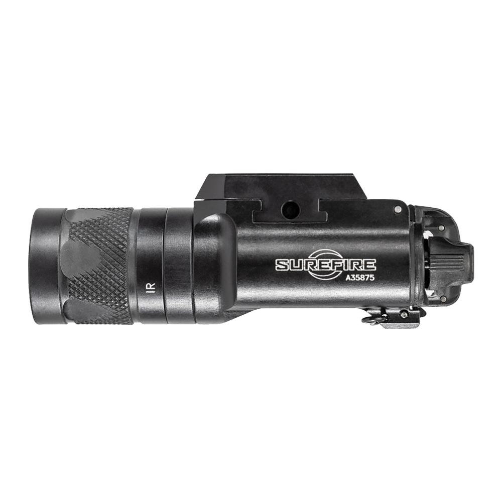 Surefire X300V-B Infrared and White LED Handgun Weapon Light with T-Slot Mounting System 350 Lumens Black Picture of Surefire Llc X300 VAMPIRE WL PIC THUMBSCREW MOUNT 350 LU BLK Z-XBC PUSH/TOGGLE SWITCH