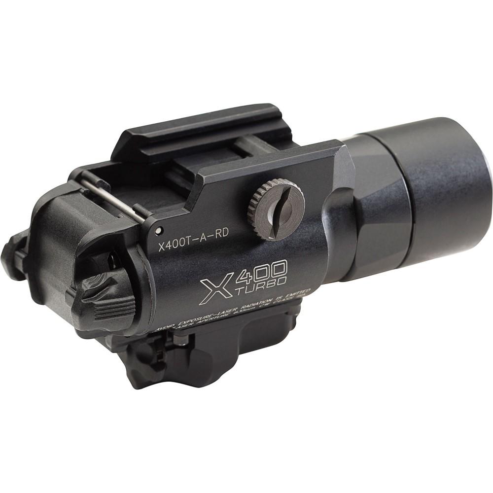 Surefire X400T-A Weapon Light with Red Laser 650 Lumens Black Picture of Surefire Llc X400 TURB6V-UNIV-PICTNY THMBSCRW RAILMNT 635 nM RED LASER BLK Z-XBC