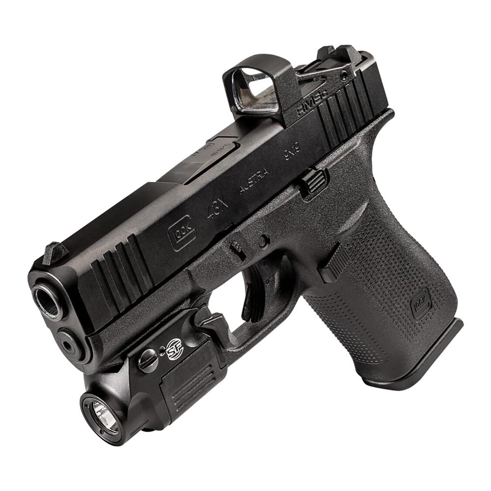 Surefire Micro-Compact Pistol Light 350 Lumens Black for Glock 43X/48 Picture of Surefire Llc MICRO-COMP PISTOL LIGHT FOR GL RAILED SLIMLINE SERIES 350 LU TYPE 3 BLK