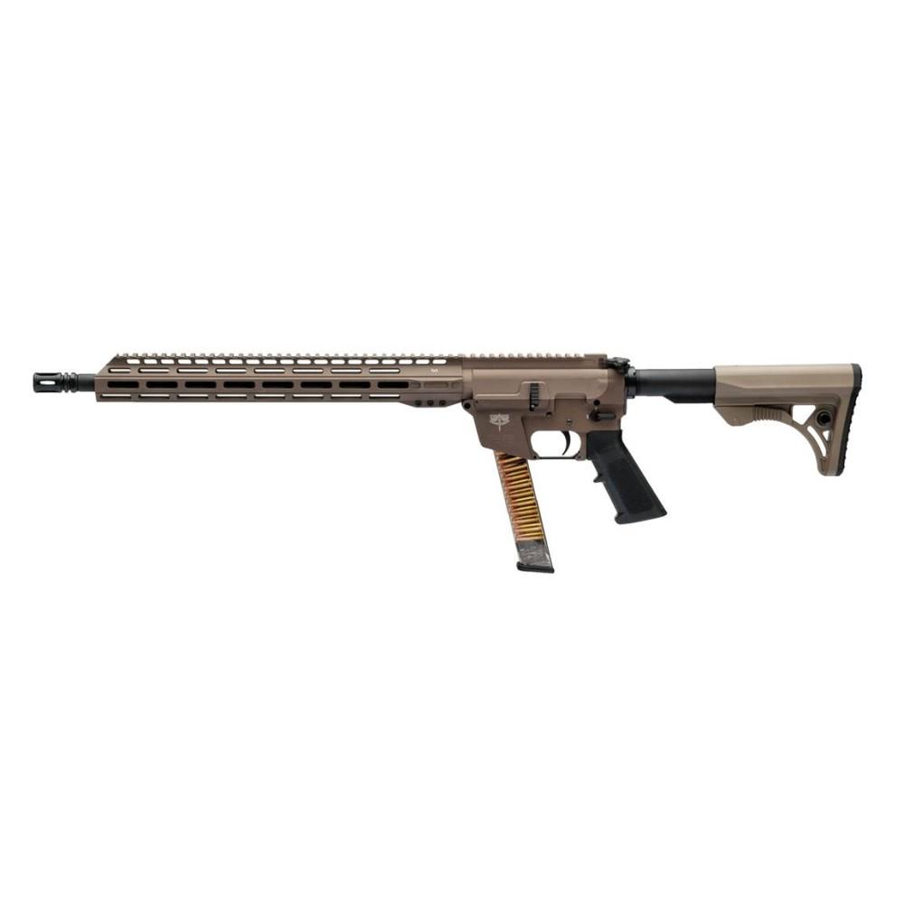 Freedom Ordnance FX9 AR Rifle 9mm Luger 33rd Magazine 16" Barrel FDE Picture of Freedom Ordnance FXR-FX9 FDE 9MM CARBINE 16" MLOK FOREARM 6 POSITION STOCK 33RD MAGAZINE