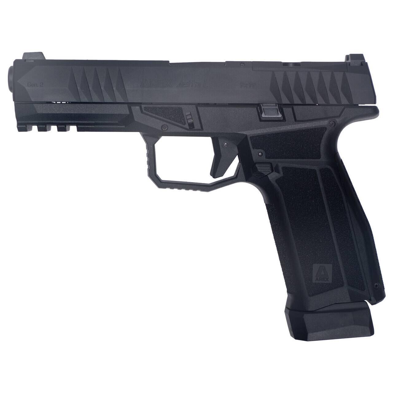 Arex Delta Gen 2 L OR Handgun 9mm Luger 17(1)&19(1)rd Magazines 4.5" Barrel Black Picture of Global Ordnance Arex Delta L OR 9mm / 1x17rd Mag 1x 17+2 Mag / Black