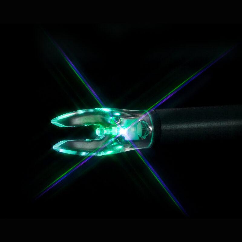 Nockturnal FIT Universal Size Lighted Nock - Blue/Green Strobing 3/pk Picture of Feradyne Outdoors Nockturnal FIT Universal Size Strobing Blue & Green Lighted Nock