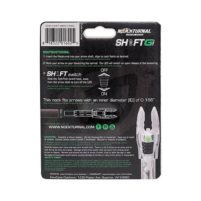 Picture of Feradyne Outdoors Nockturnal G Nock Shift Green 3/pk .166 Arrow Diameter