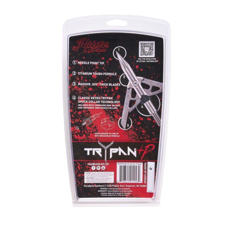 Feradyne Rage Black Series Trypan Broadheads 1.75" 3/ct Picture of Feradyne Outdoors RAGE Broadheads Black Series Trypan 1.75in 3pk