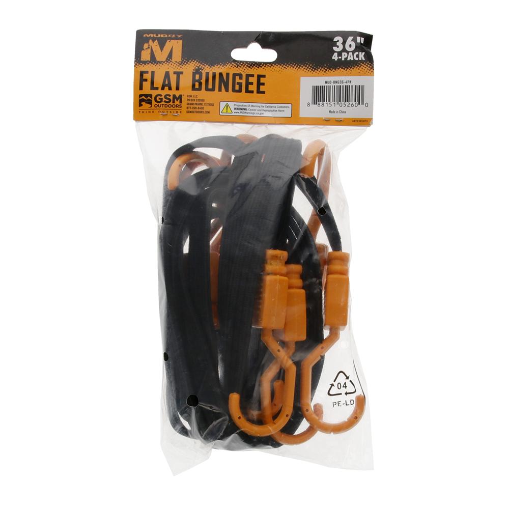 Muddy Flat Bungee 36" 4/ct Picture of Gsm MUDDY 36" FLAT BUNGEE / 1" WIDTH / 4 PACK