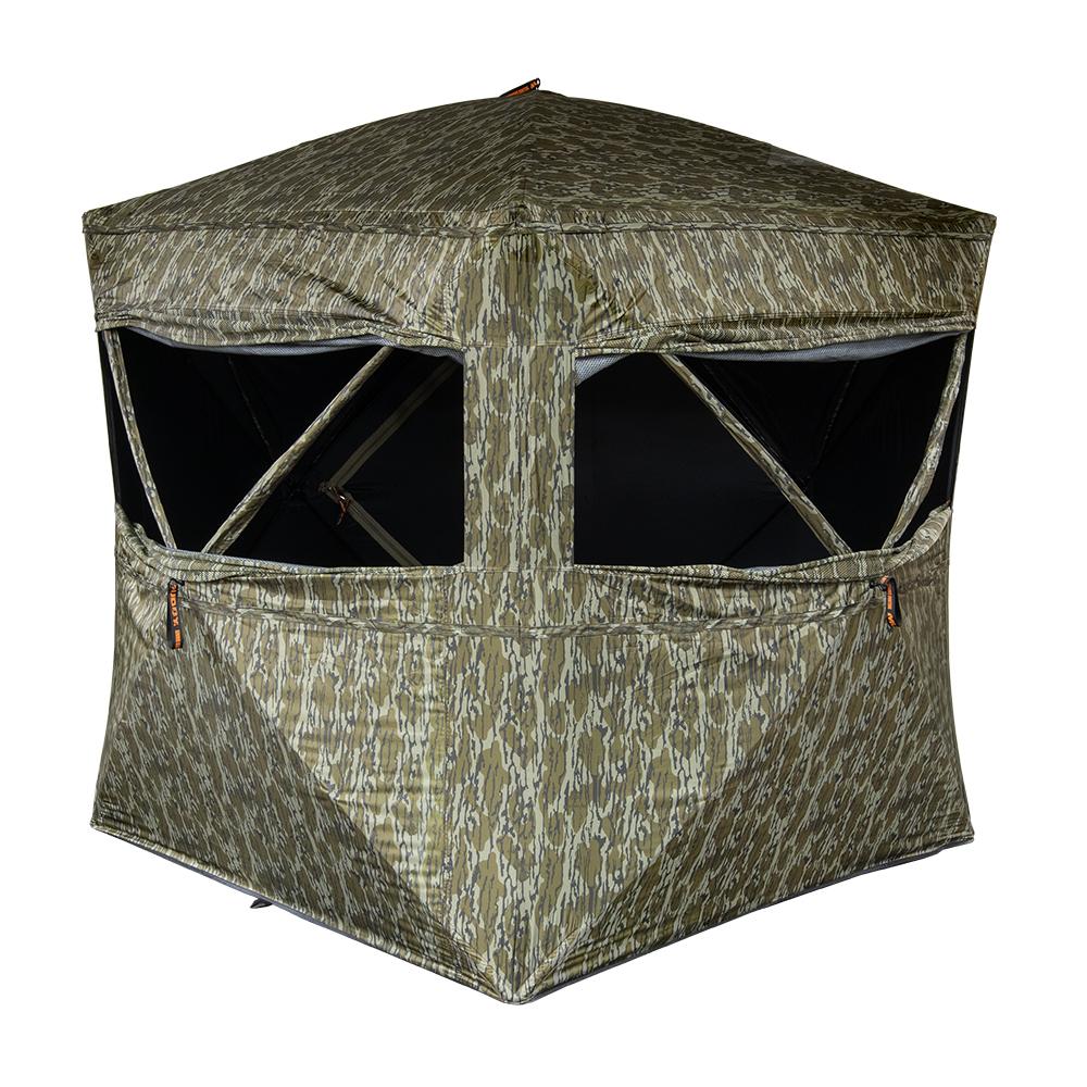 Muddy Infinity Evo MAX Ground Blind Mossy Oak Bottomland Picture of Gsm INFINITY EVO MAX 65x65'' FOOTPRINT 82'' WIDTH 72'' TALL 20LB MO BTMLND