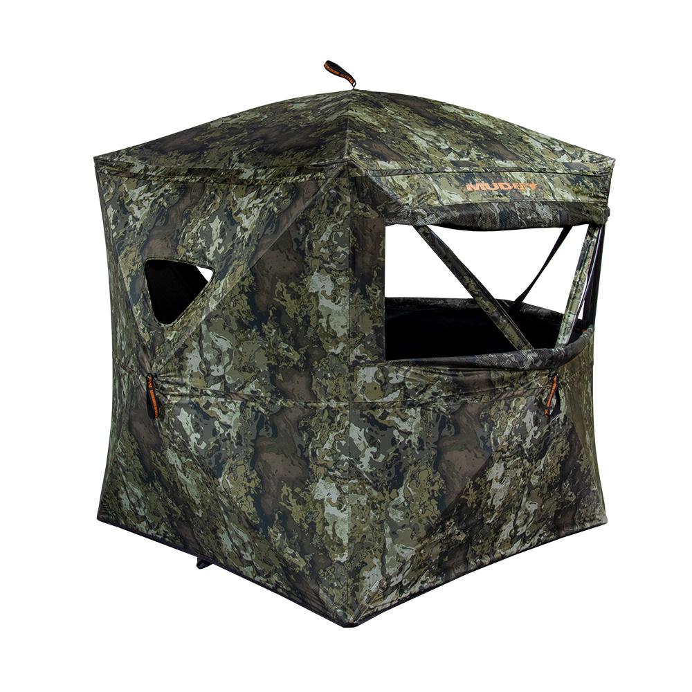 Muddy Infinity Evo Ground Blind Veil Canyon Grey Picture of Gsm INFINITY EVO 58x58'' FOOTPRINT 74'' WIDTH 69'' TALL 17.2LB VEIL CNYN GREY