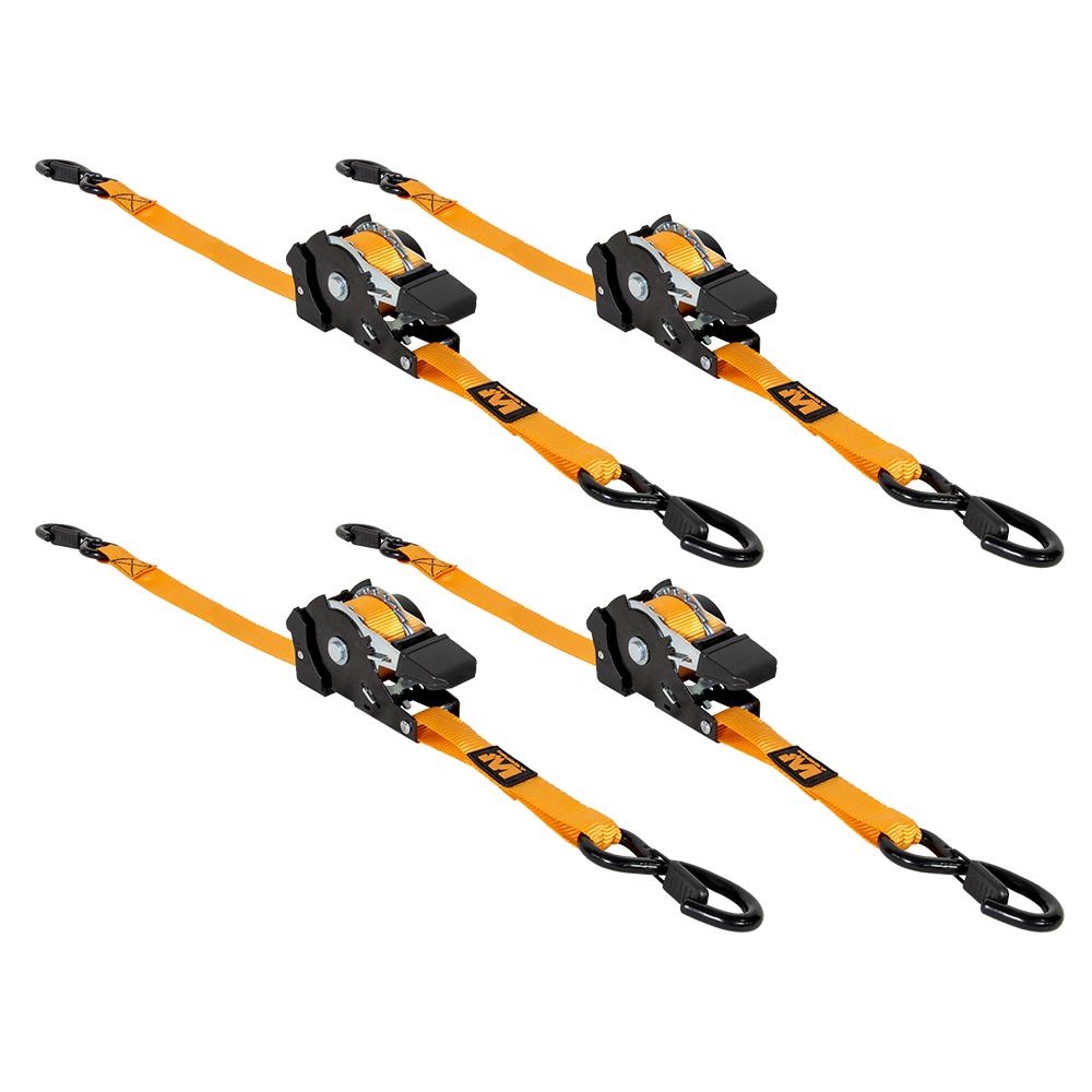 Muddy Retractable Ratchet Straps 1"x10 ft Orange 4/ct Picture of Gsm 1X10 RETRACTABLE RATCHET STRAPS ORANGE 4 PACK