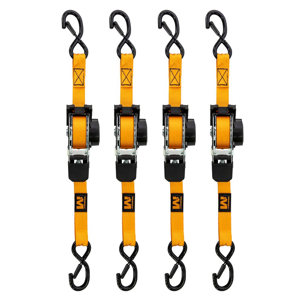 Muddy Retractable Ratchet Straps 1"x10 ft Orange 4/ct Picture of Gsm 1X10 RETRACTABLE RATCHET STRAPS ORANGE 4 PACK
