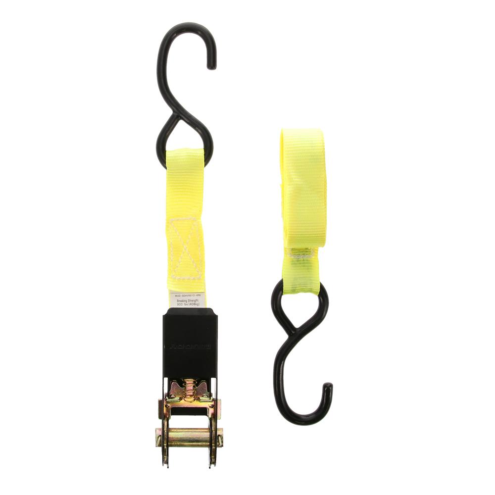 Muddy Ratchet Straps 1" x 10 ft High-Vis Yellow 4/ct Picture of Gsm STEAKTH HI 1" X 10' STANDARD DUTY RATCHET STRAPS / HI VIS / 4 PACK