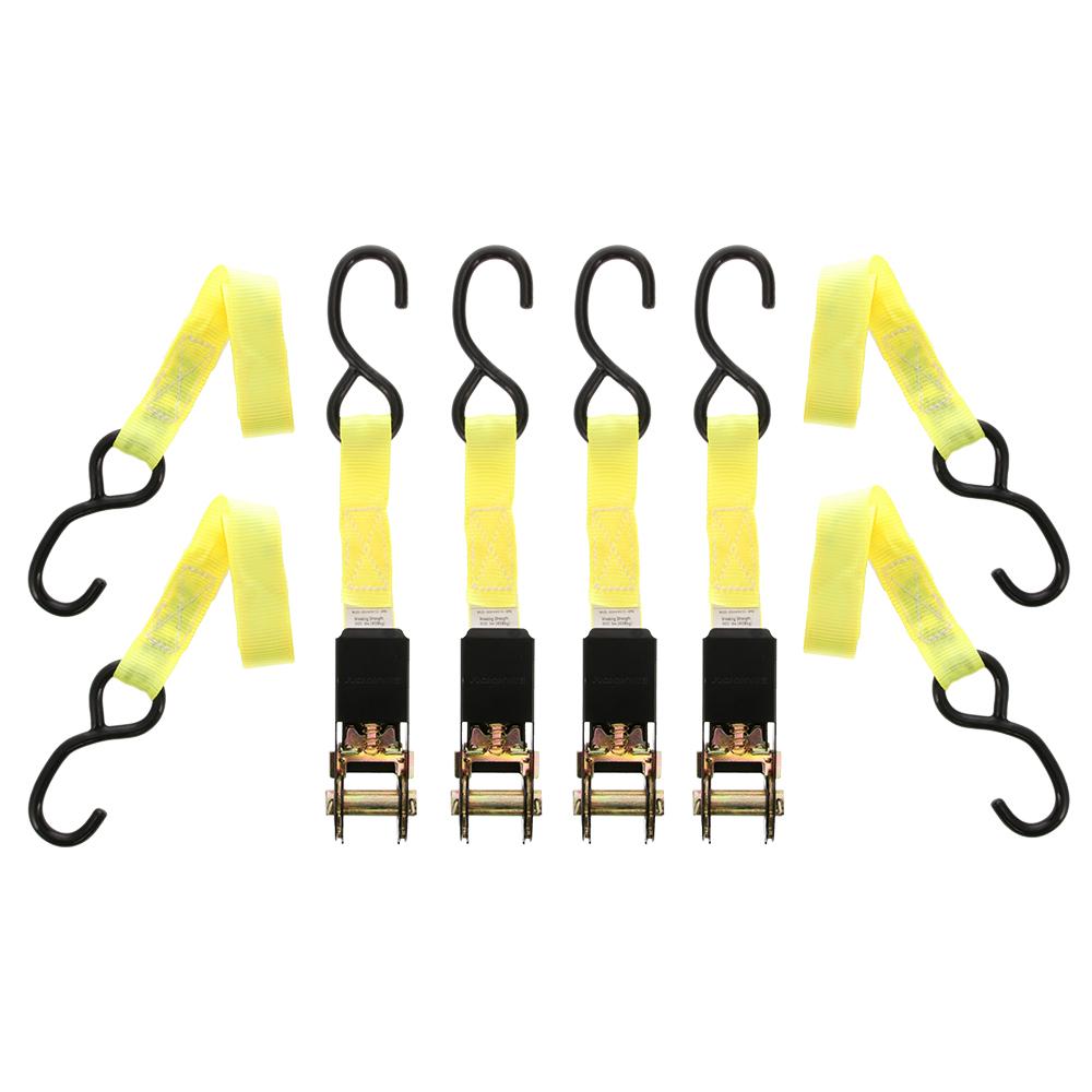 Muddy Ratchet Straps 1" x 10 ft High-Vis Yellow 4/ct Picture of Gsm STEAKTH HI 1" X 10' STANDARD DUTY RATCHET STRAPS / HI VIS / 4 PACK