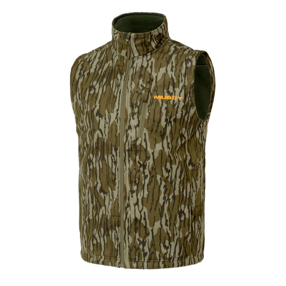 Muddy TRX Softshell Vest Mossy Oak Bottomland L Picture of Gsm TRX SOFTSHELL VEST MOSSY OAK BOTTOMLAND LARGE
