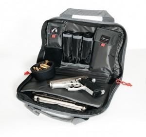 G-Outdoors Double "Compact" Pistol Case - Black Picture of G-Outdoors Inc. Double "Compact Pistol? Case w/mag storage & dump cup Black