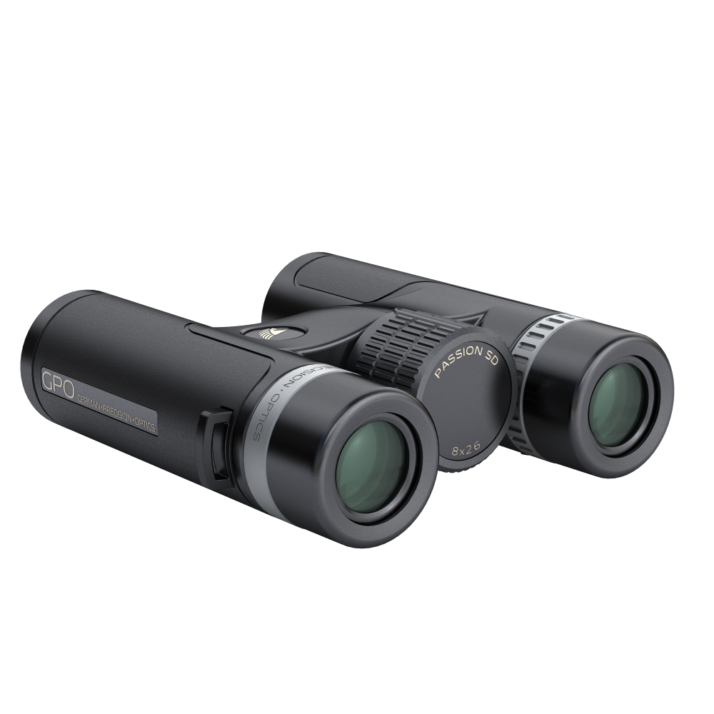 GPO Passion SD Binoculars 10x26 Black Silver Picture of German Precision Optics Passion SD Binoculars 10X26 SD Black/Silver 2 Tone