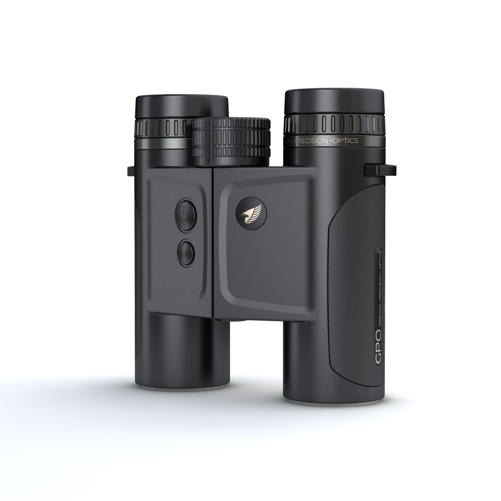 GPO Rangeguide Rangefinding Binoculars 10x32 Black Picture of German Precision Optics Rangeguide 10x32 HD Black / 3000y / OLED / angle-temp-hum